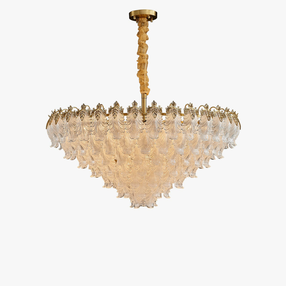 39 Inch Glass Leaf Tapered Chandelier - Genevieve