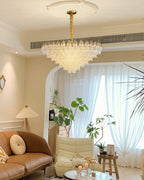 39 Inch Glass Leaf Tapered Chandelier - Genevieve