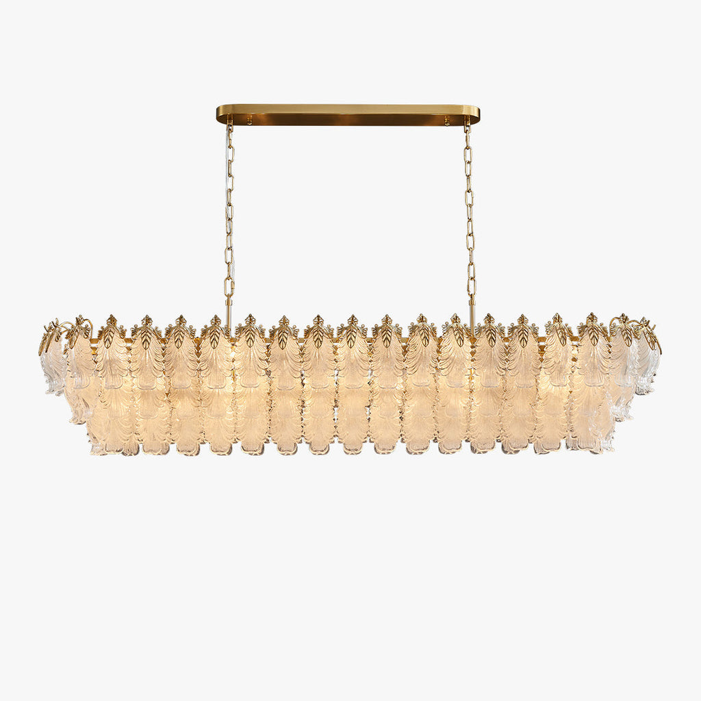 60 Inch Glass Leaf Linear Chandelier - Genevieve