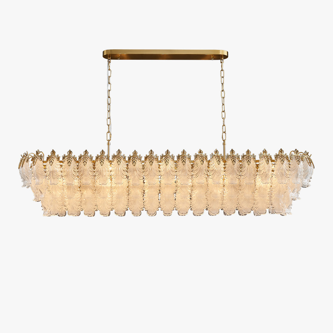60 Inch Glass Leaf Linear Chandelier - Genevieve