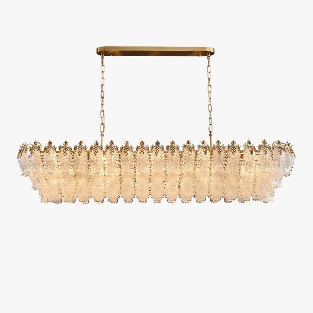 60 Inch Glass Leaf Linear Chandelier - Genevieve