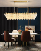 60 Inch Glass Leaf Linear Chandelier - Genevieve