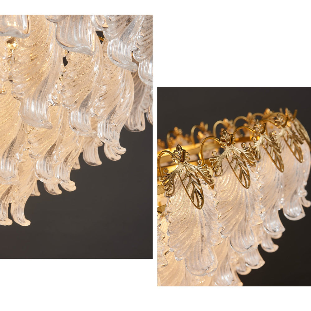 60 Inch Glass Leaf Linear Chandelier - Genevieve