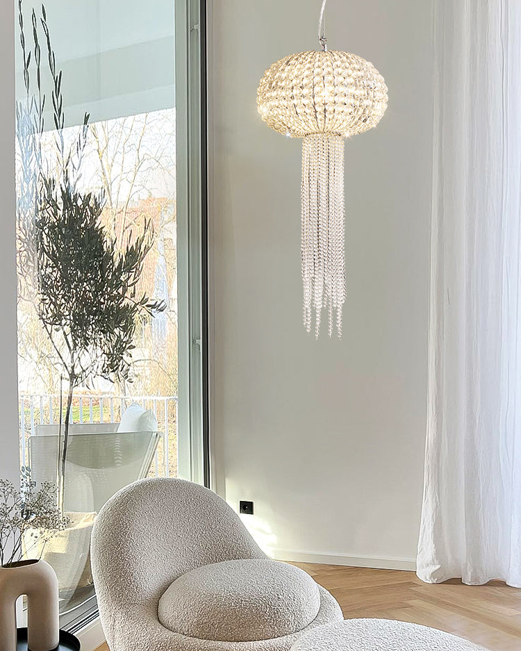 12 Inch Jellyfish Beaded Crystal Chandelier - Luna
