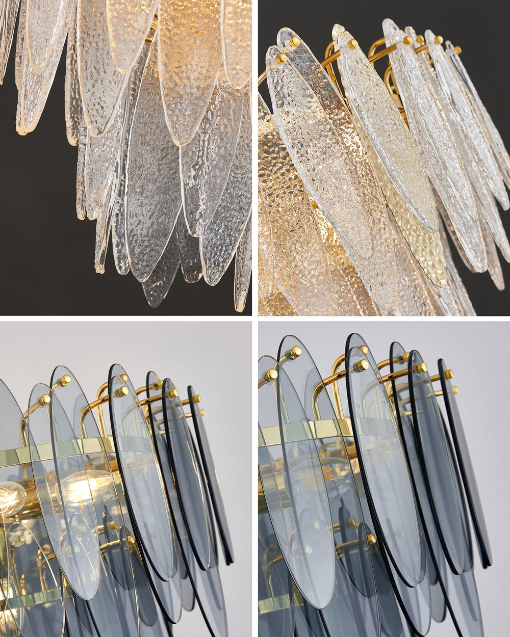 47 Inch Smoked Leaf Glass Linear Chandelier - Daphne