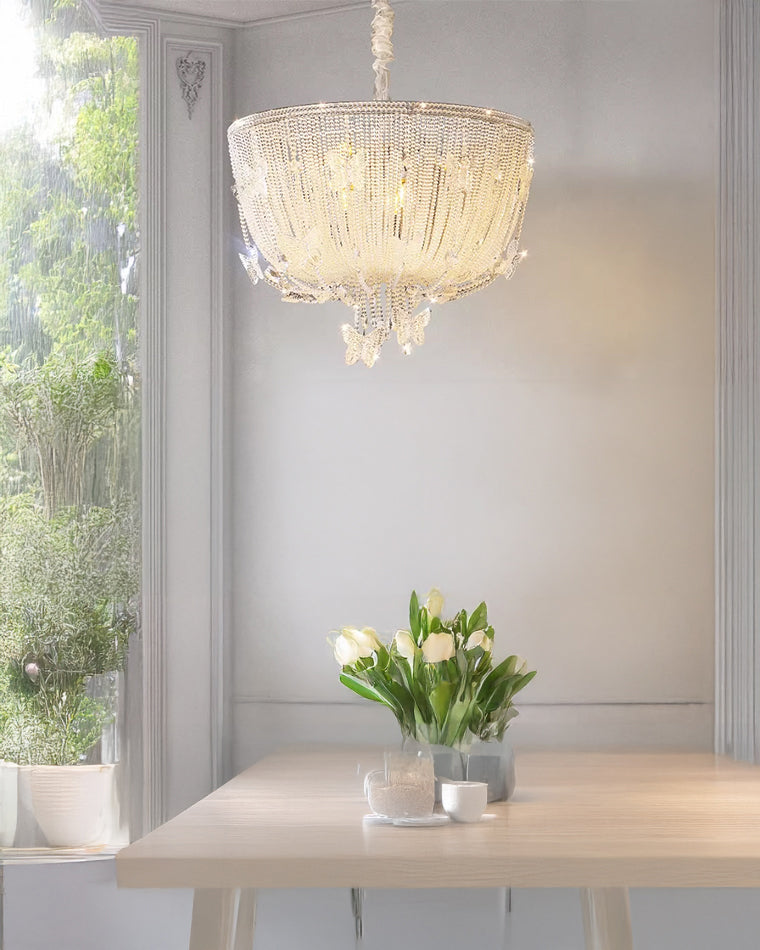 24 Inch Fringe Beaded Crystal Chandelier - Seraphina