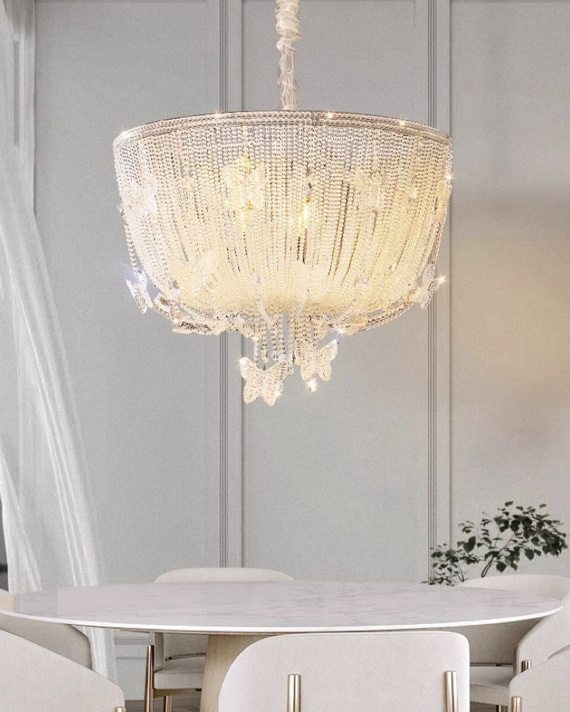 24 Inch Fringe Beaded Crystal Chandelier - Seraphina