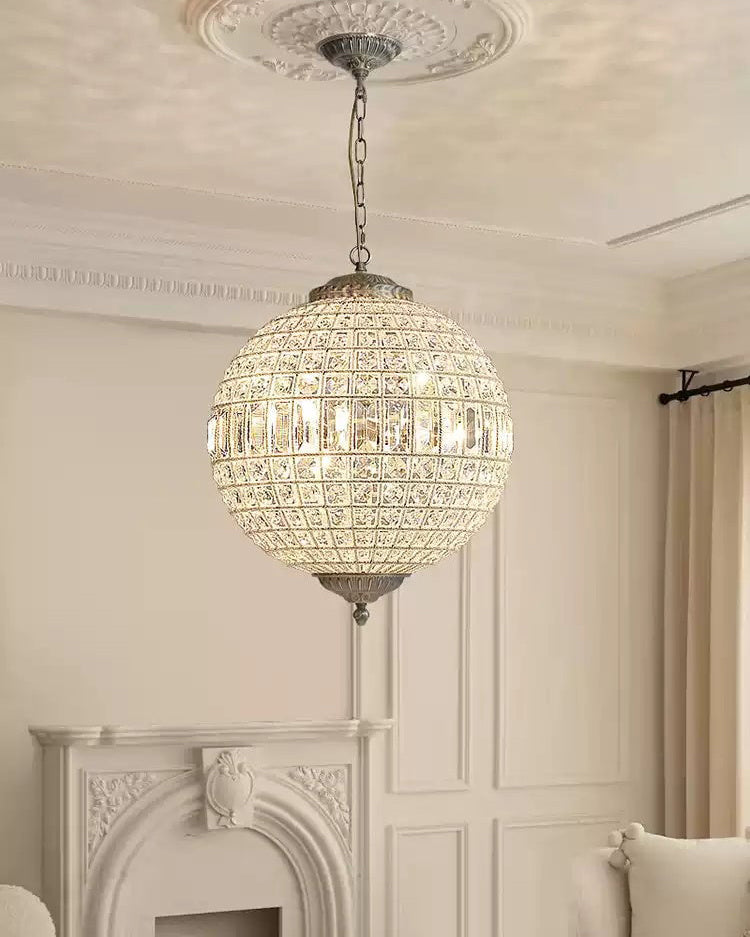18 Inch French Orb Crystal Pendant Light - Clara