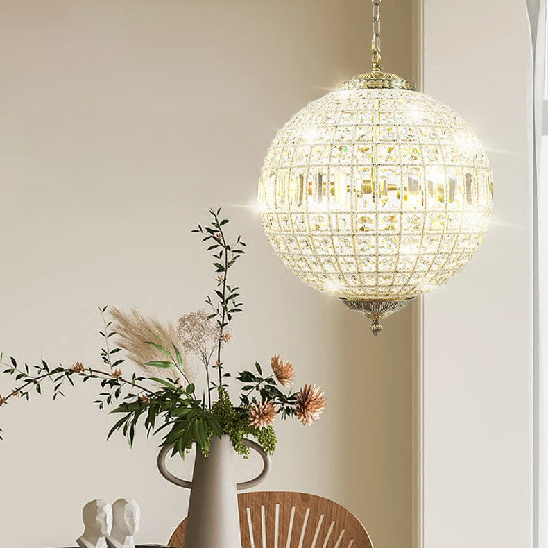 18 Inch French Orb Crystal Pendant Light - Clara