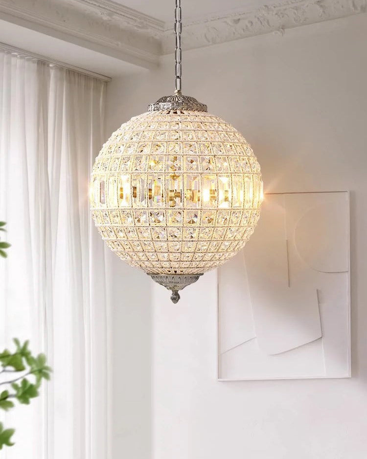 18 Inch French Orb Crystal Pendant Light - Clara