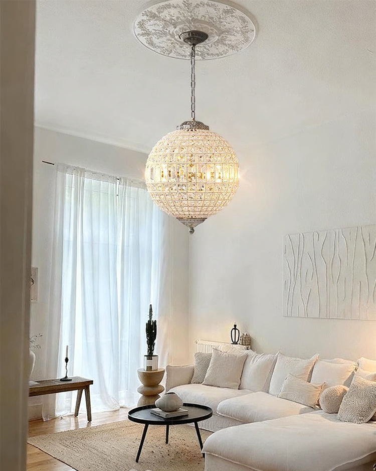 18 Inch French Orb Crystal Pendant Light - Clara