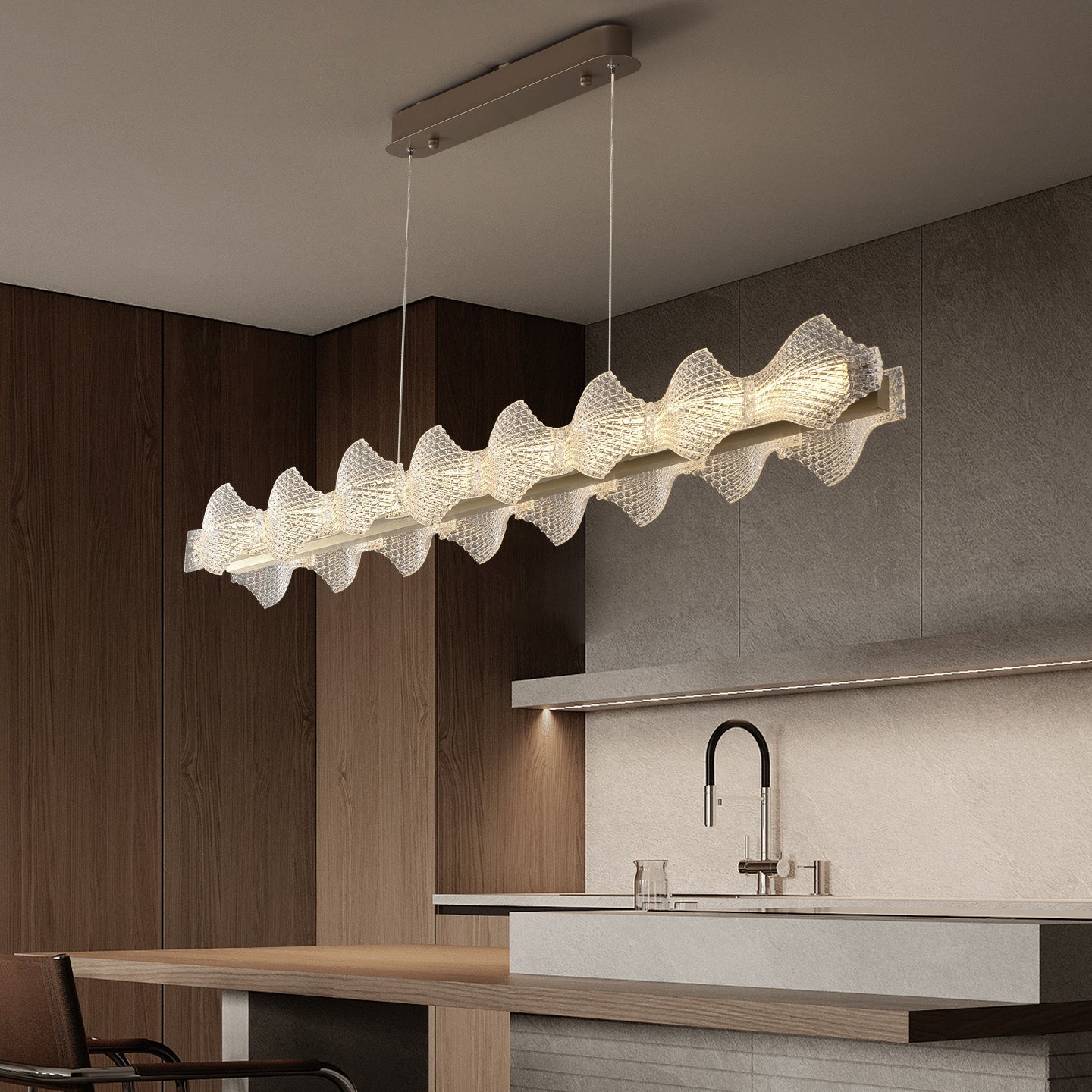 47 Inch Long LED Frosted Acrylic Chandelier - Caelan