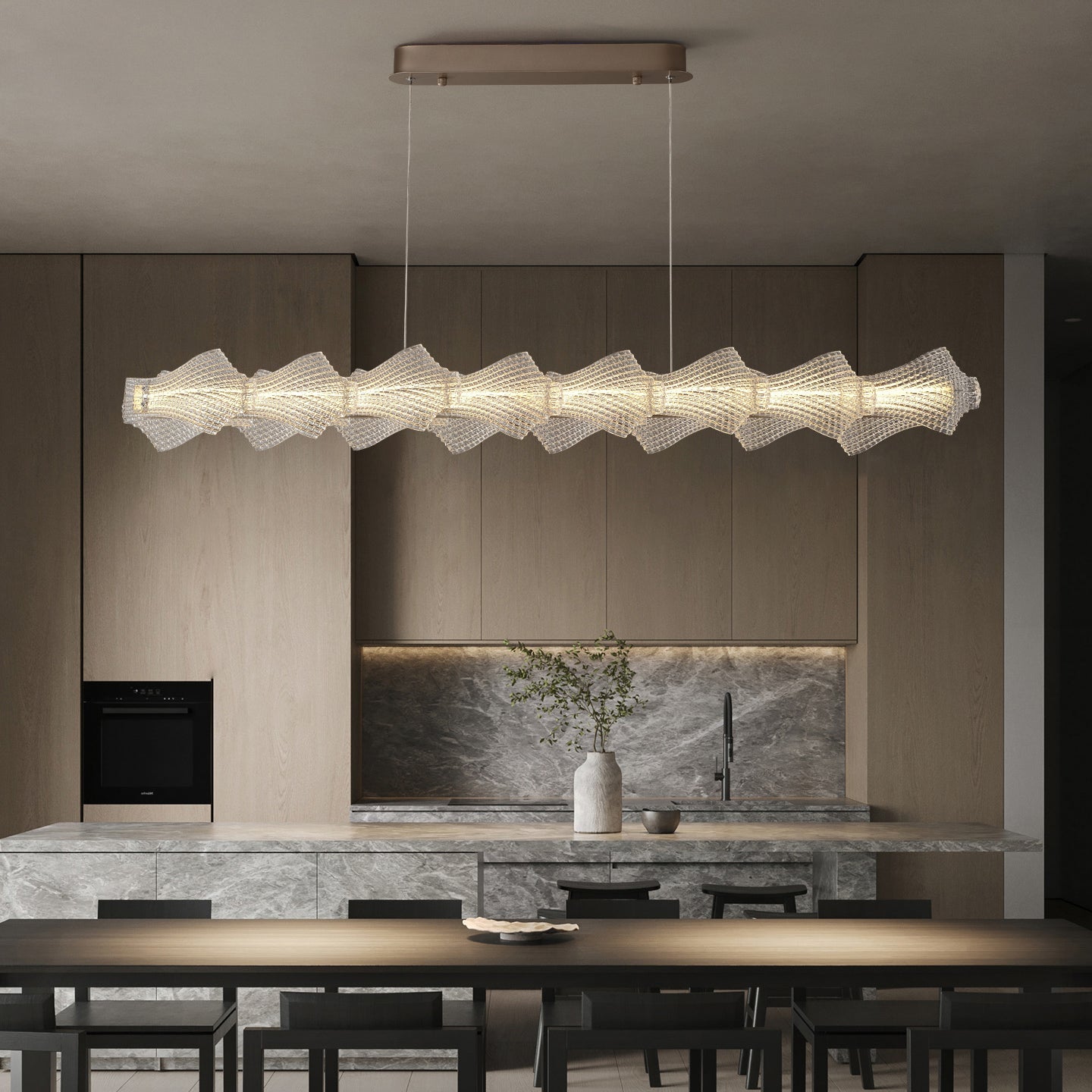 47 Inch Long LED Frosted Acrylic Chandelier - Caelan