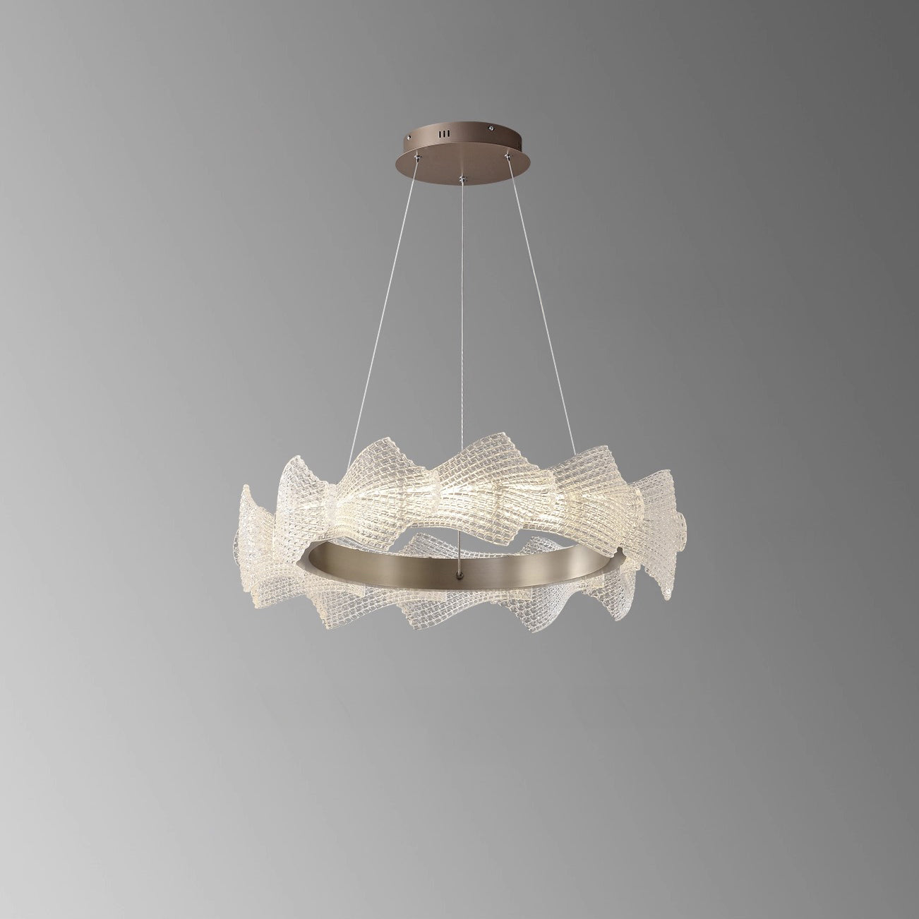 25 Inch Textured Acrylic Round Chandelier - Caelan