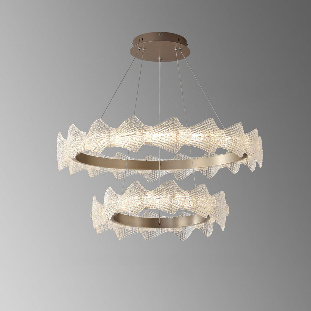 32 Inch Textured Acrylic Tiered Chandelier - Caelan
