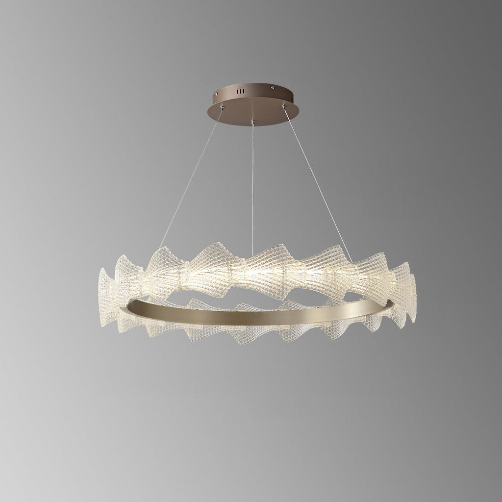 32 Inch Textured Acrylic Round Chandelier - Caelan