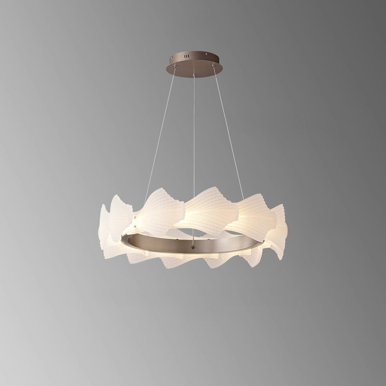 25 Inch Textured Frosted Acrylic Round Chandelier - Caelan