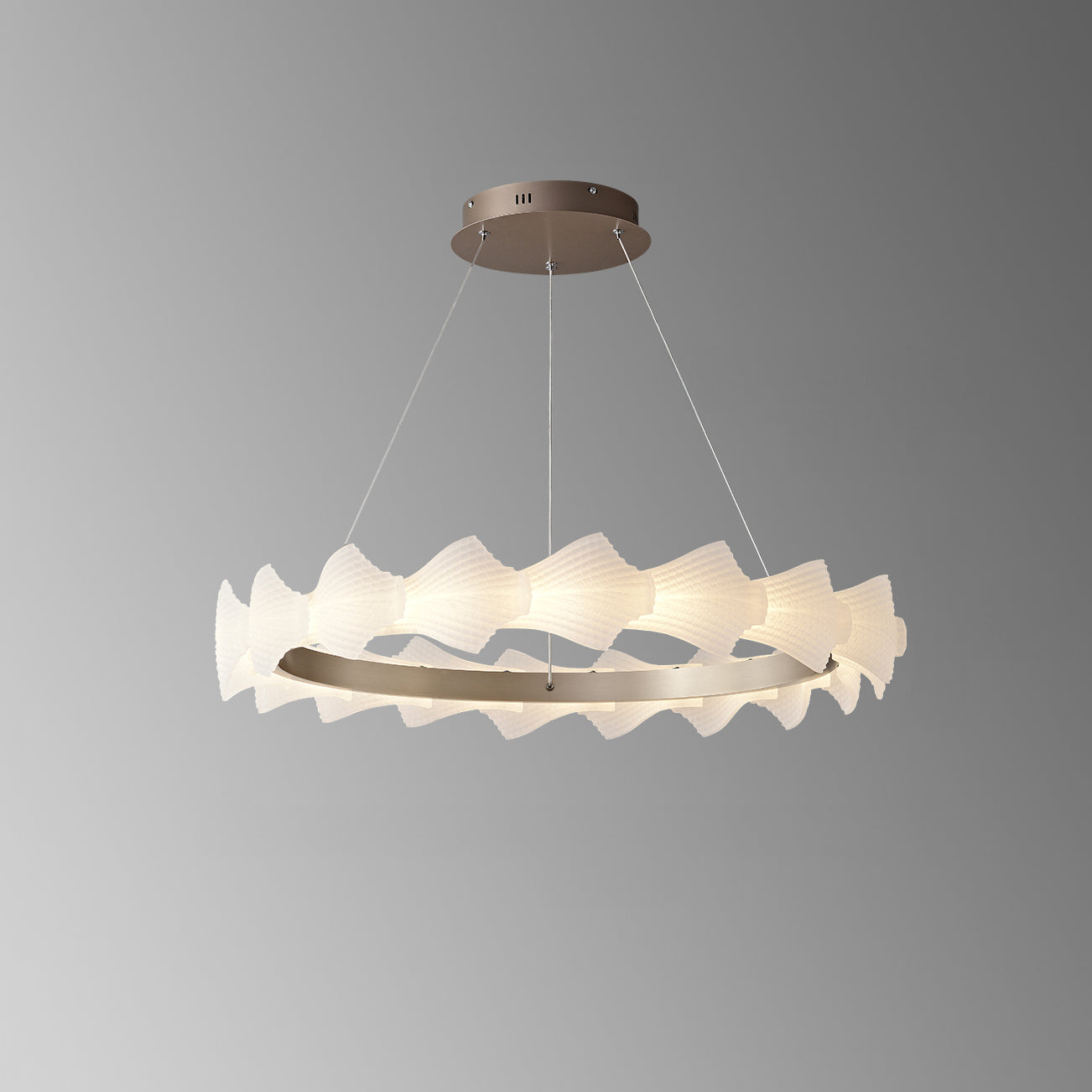 32 Inch Textured Frosted Acrylic Round Chandelier - Caelan