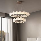 32 Inch Textured Frosted Acrylic Tiered Chandelier - Caelan