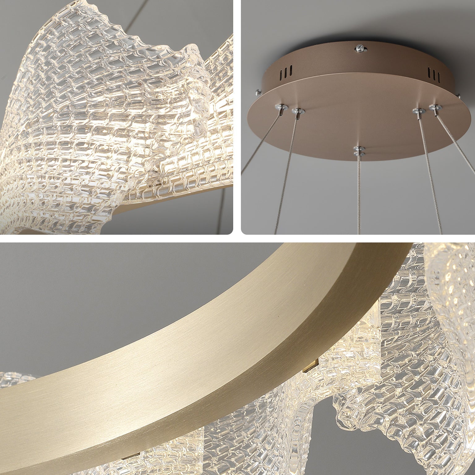 32 Inch Textured Acrylic Tiered Chandelier - Caelan