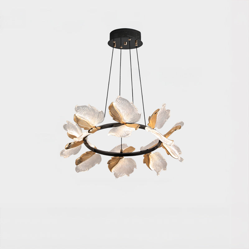 24 Inch Leaf Ring Chandelier - Flora