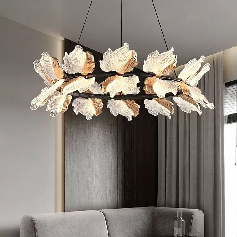 24 Inch Leaf Ring Chandelier - Flora