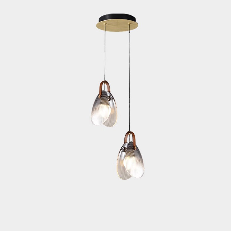 Two Ribbed Glass Drop Pendant Light- Clara
