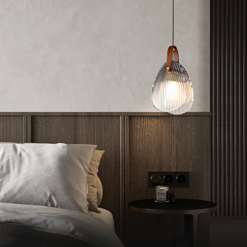 Ribbed Glass Drop Pendant Light- Clara
