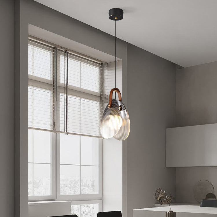 Ribbed Glass Drop Pendant Light- Clara