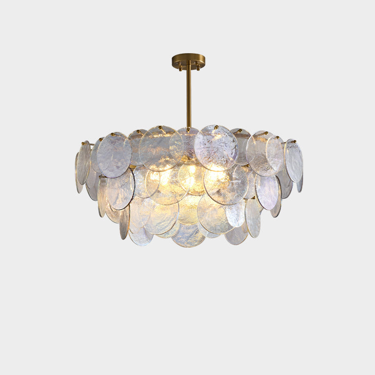 31 Inch Glass Shell Tiered Chandelier - Coral