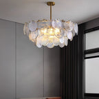 31 Inch Glass Shell Tiered Chandelier - Coral