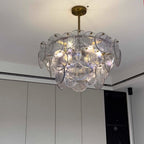31 Inch Glass Shell Tiered Chandelier - Coral