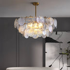 31 Inch Glass Shell Tiered Chandelier - Coral