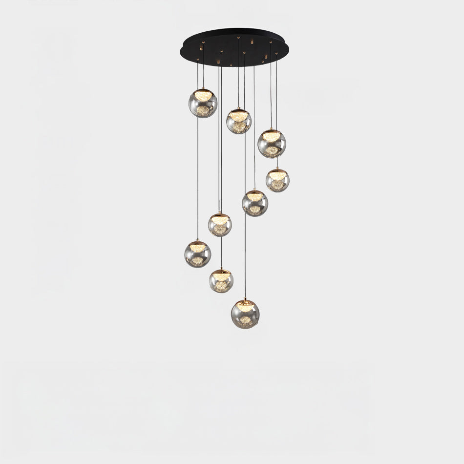 20 Inch Nine Globe Glass Pendant Chandelier- Nova