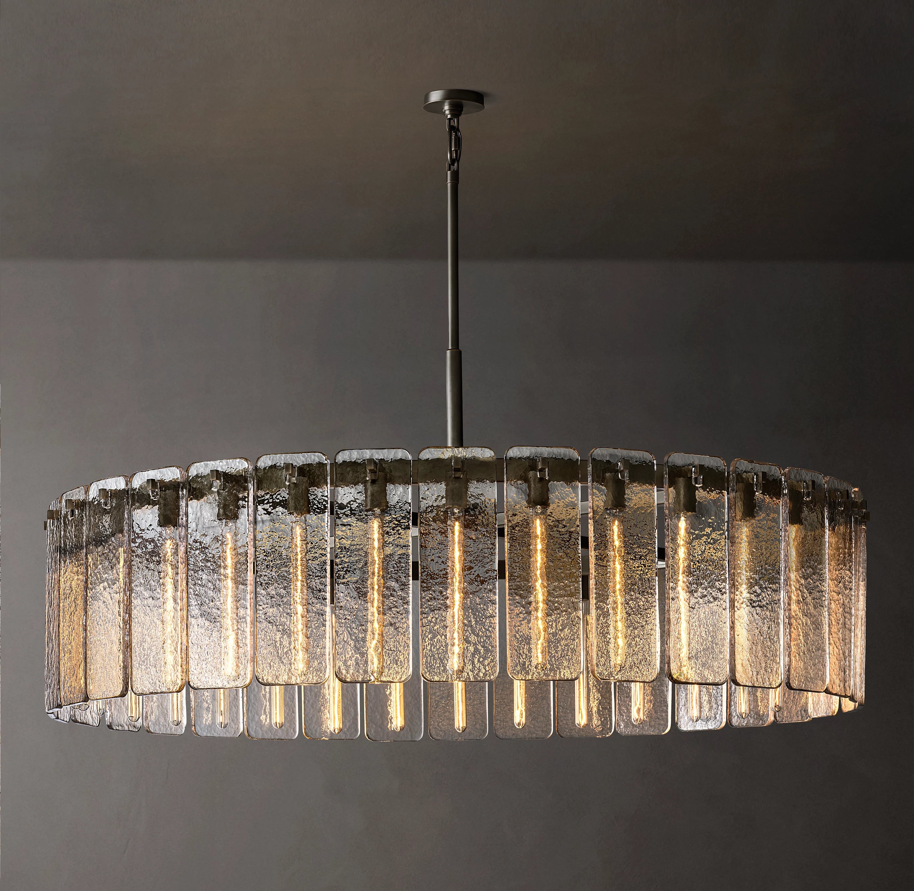 60 Inch Textured Glass Round Chandelier - Calamette