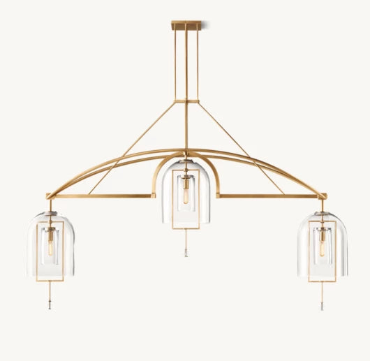 61 Inch Bell Glass Linear Chandelier - Fulcrum