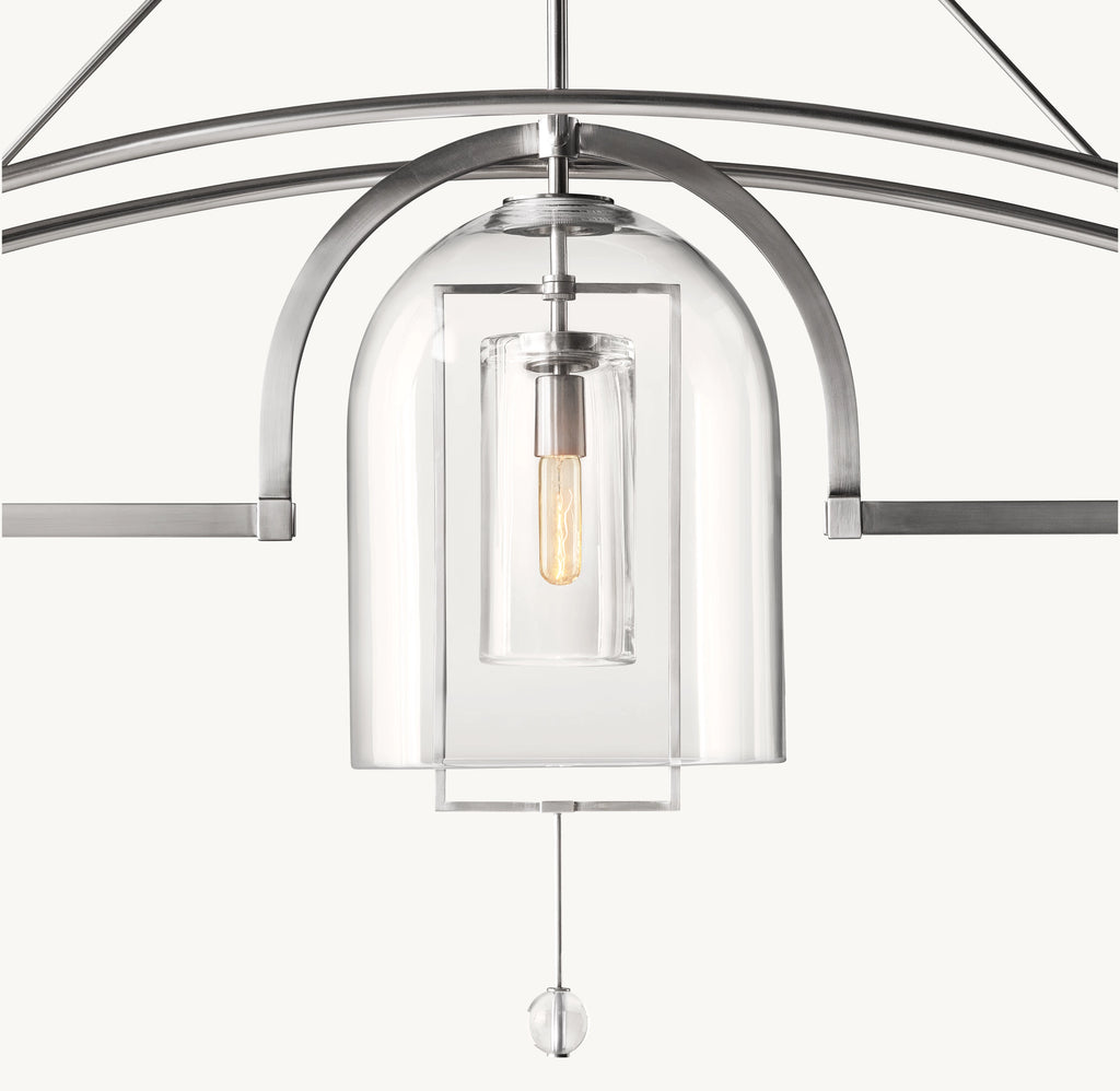 61 Inch Bell Glass Linear Chandelier - Fulcrum