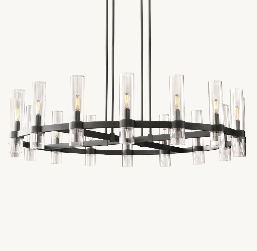 48 Inch Cylindrical Glass Candle Round Chandelier - Ravelle