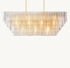 59 Inch Ribbed Clear Glass Rectangular Chandelier - Sirene