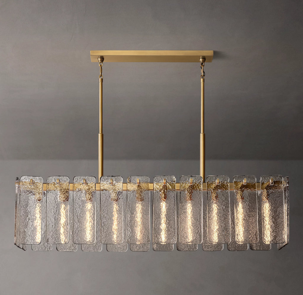 60 Inch Textured Glass Rectangular Chandelier - Calamette