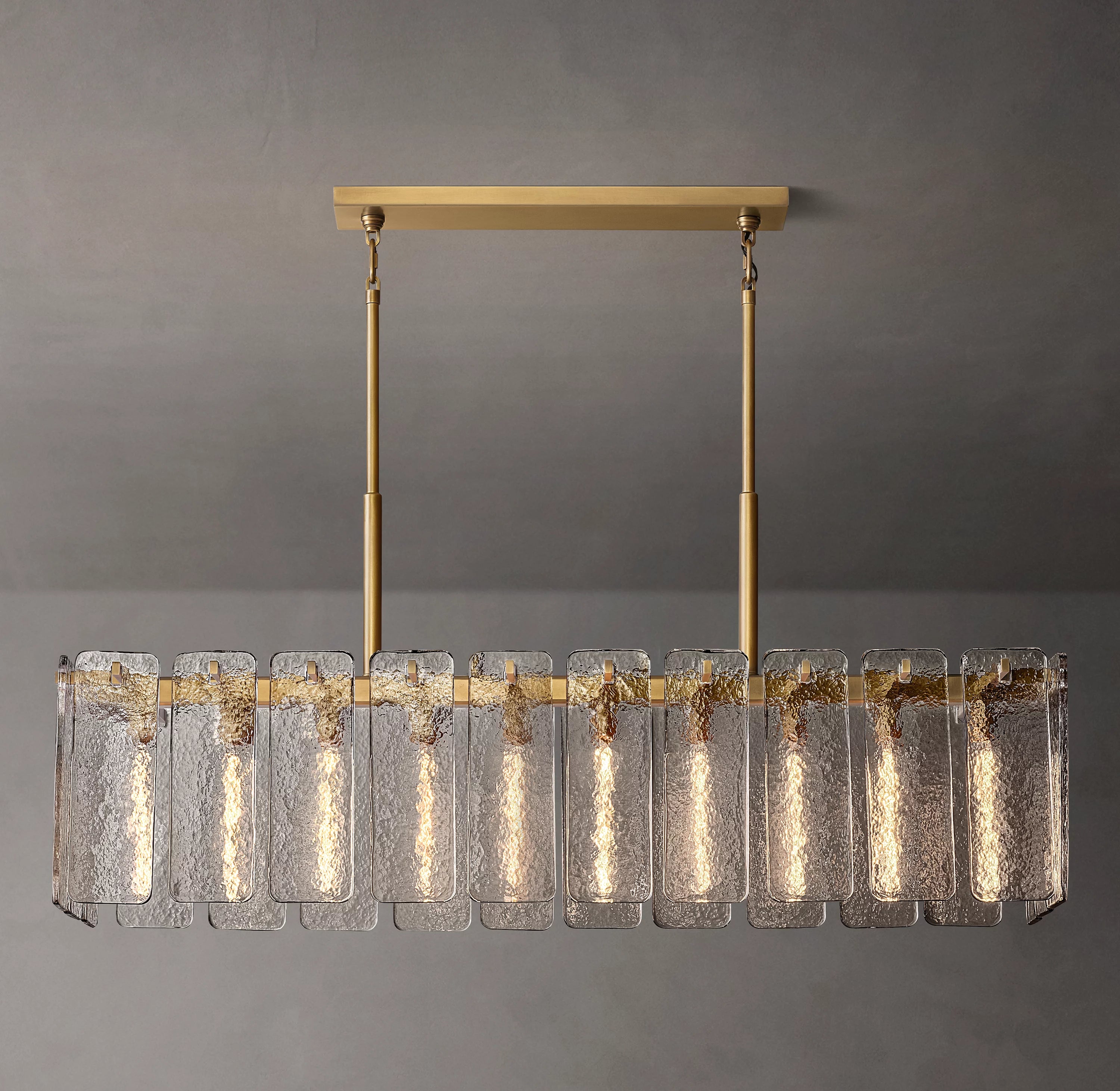 60 Inch Textured Glass Rectangular Chandelier - Calamette