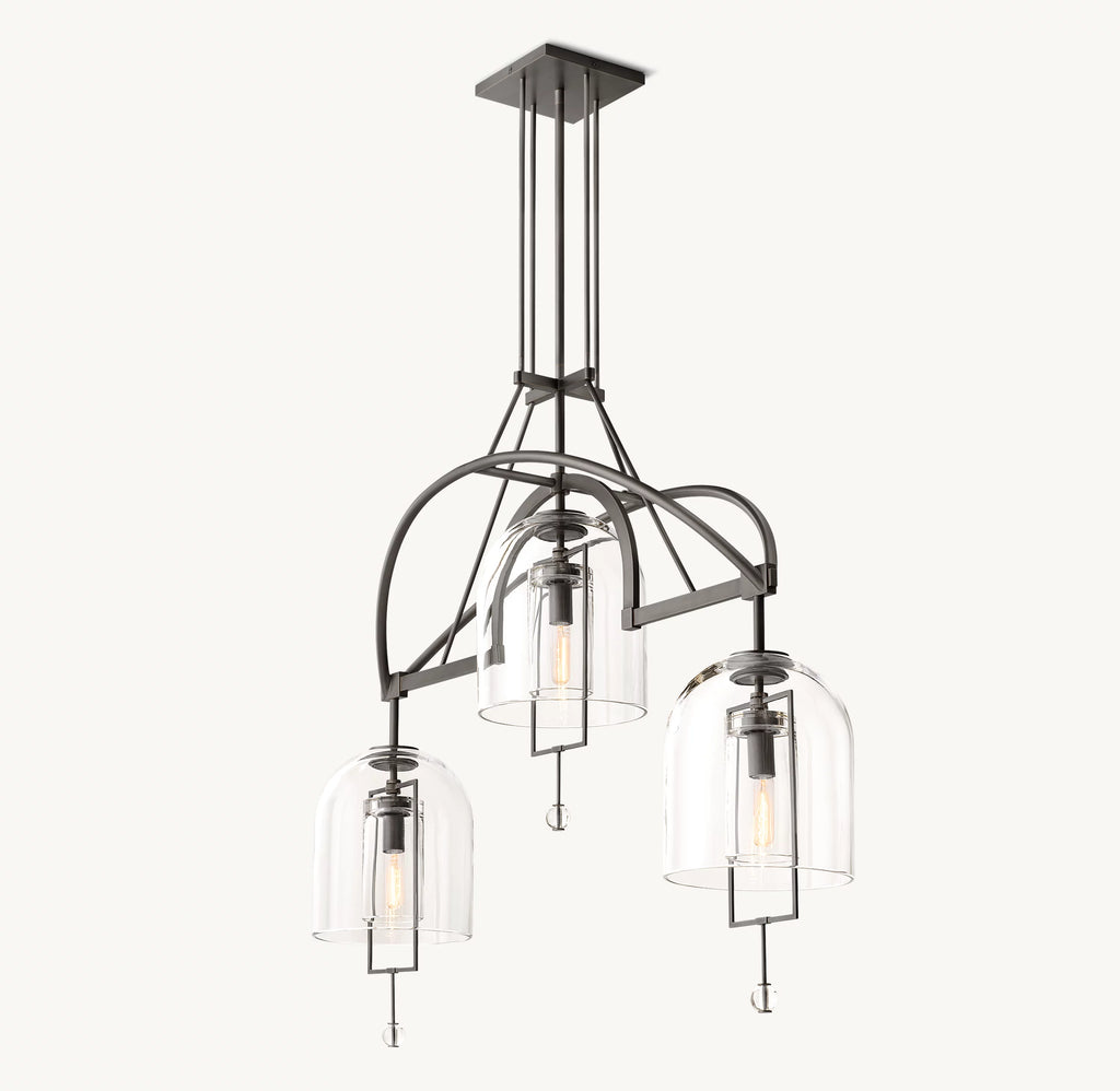 48 Inch Bell Glass Linear Chandelier - Fulcrum
