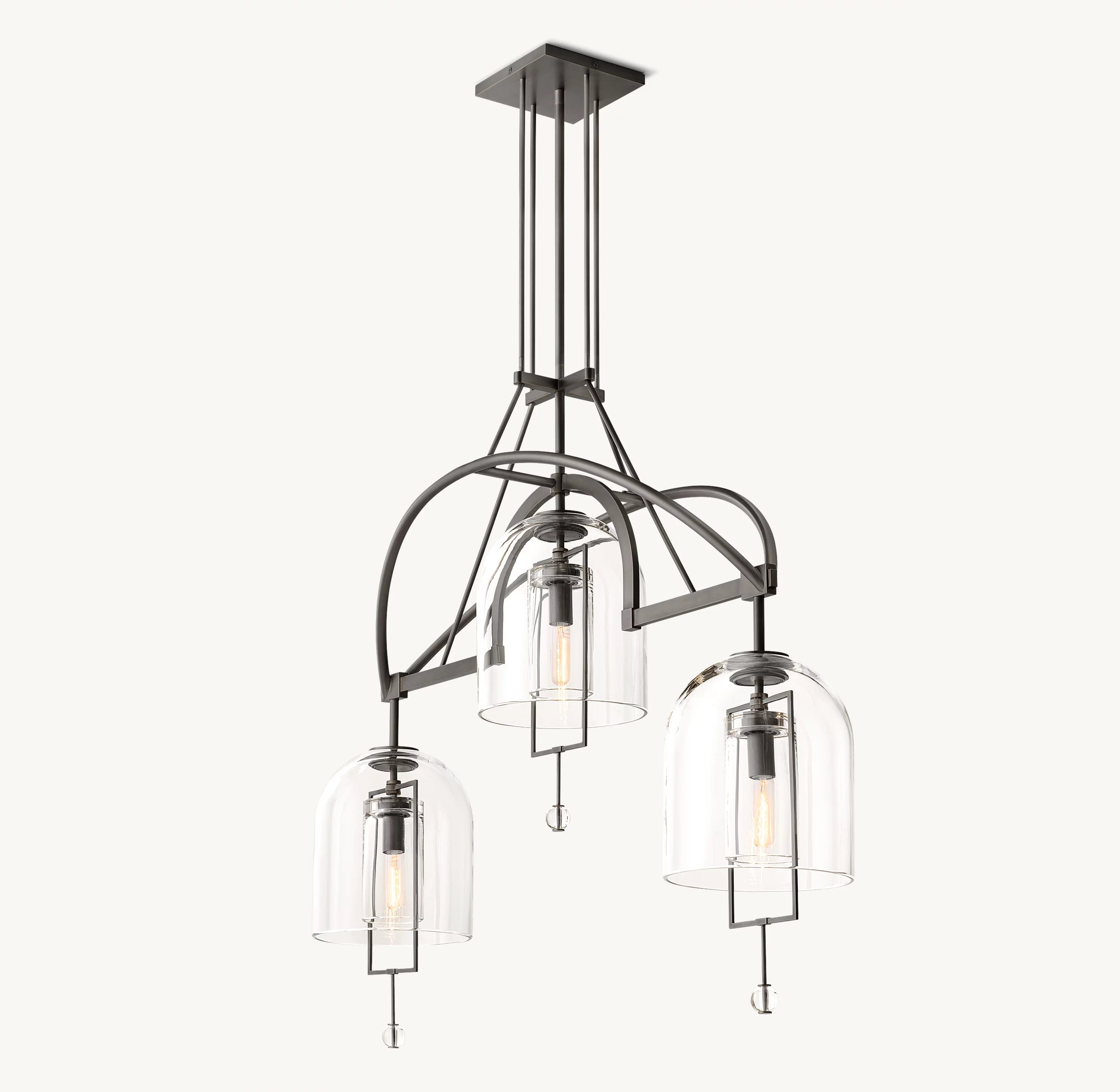 48 Inch Bell Glass Linear Chandelier - Fulcrum