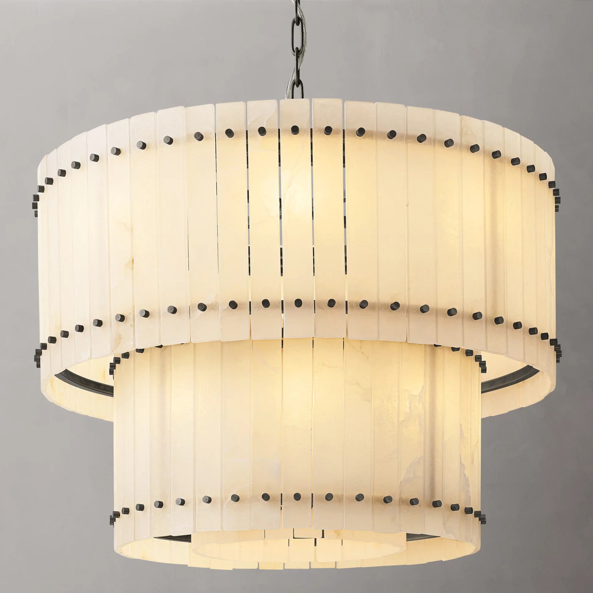 37 Inch Alabaster Two-Tier Chandelier - San Marco