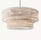 60 Inch Ribbed Glass Two-Tier Chandelier - San Marco