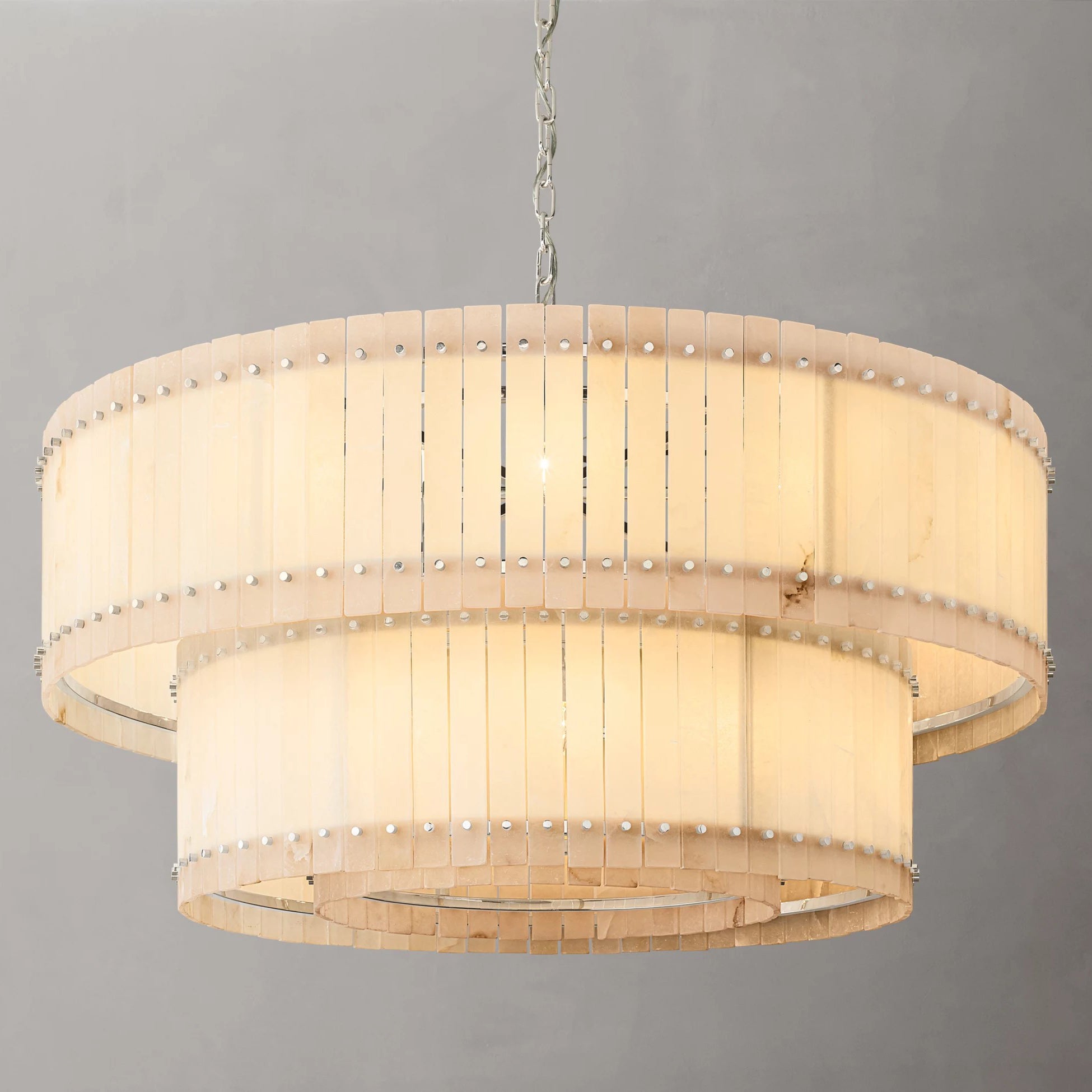 60 Inch Alabaster Two-Tier Chandelier - San Marco