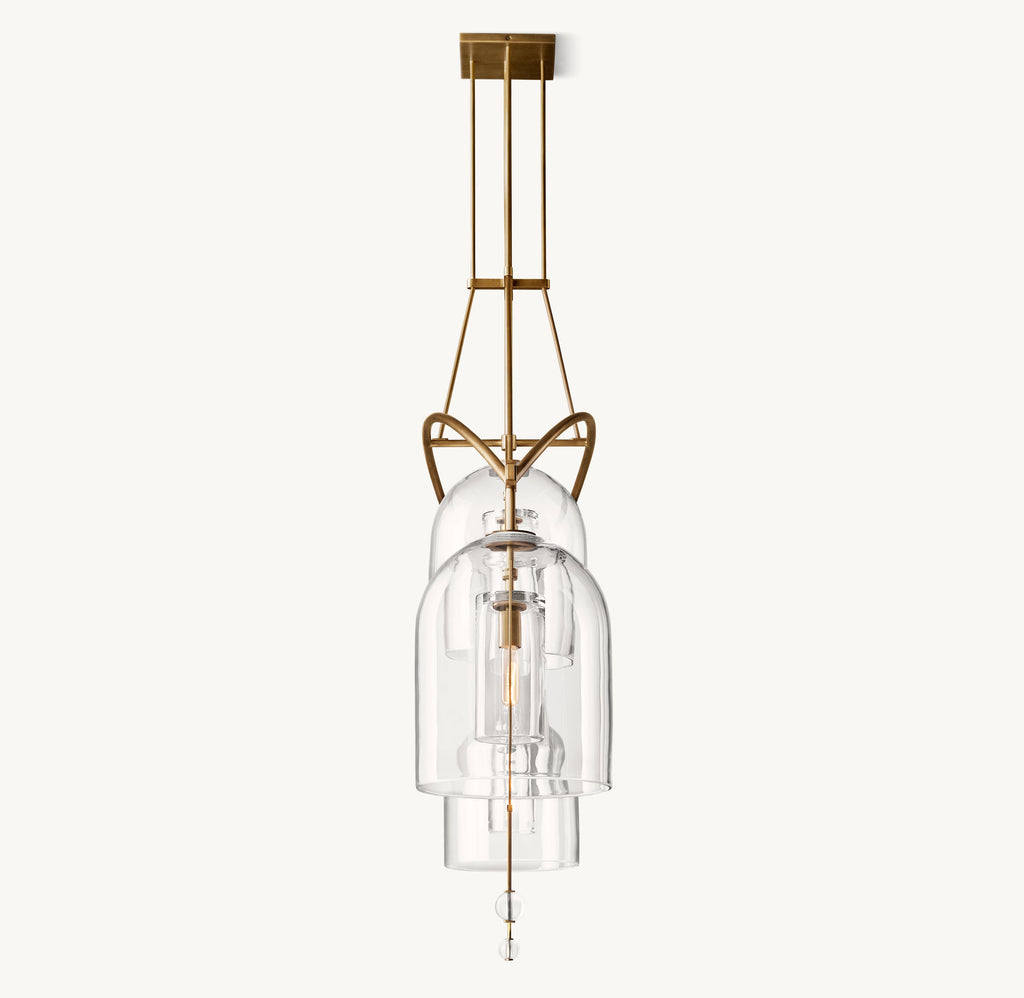 61 Inch Bell Glass Linear Chandelier - Fulcrum