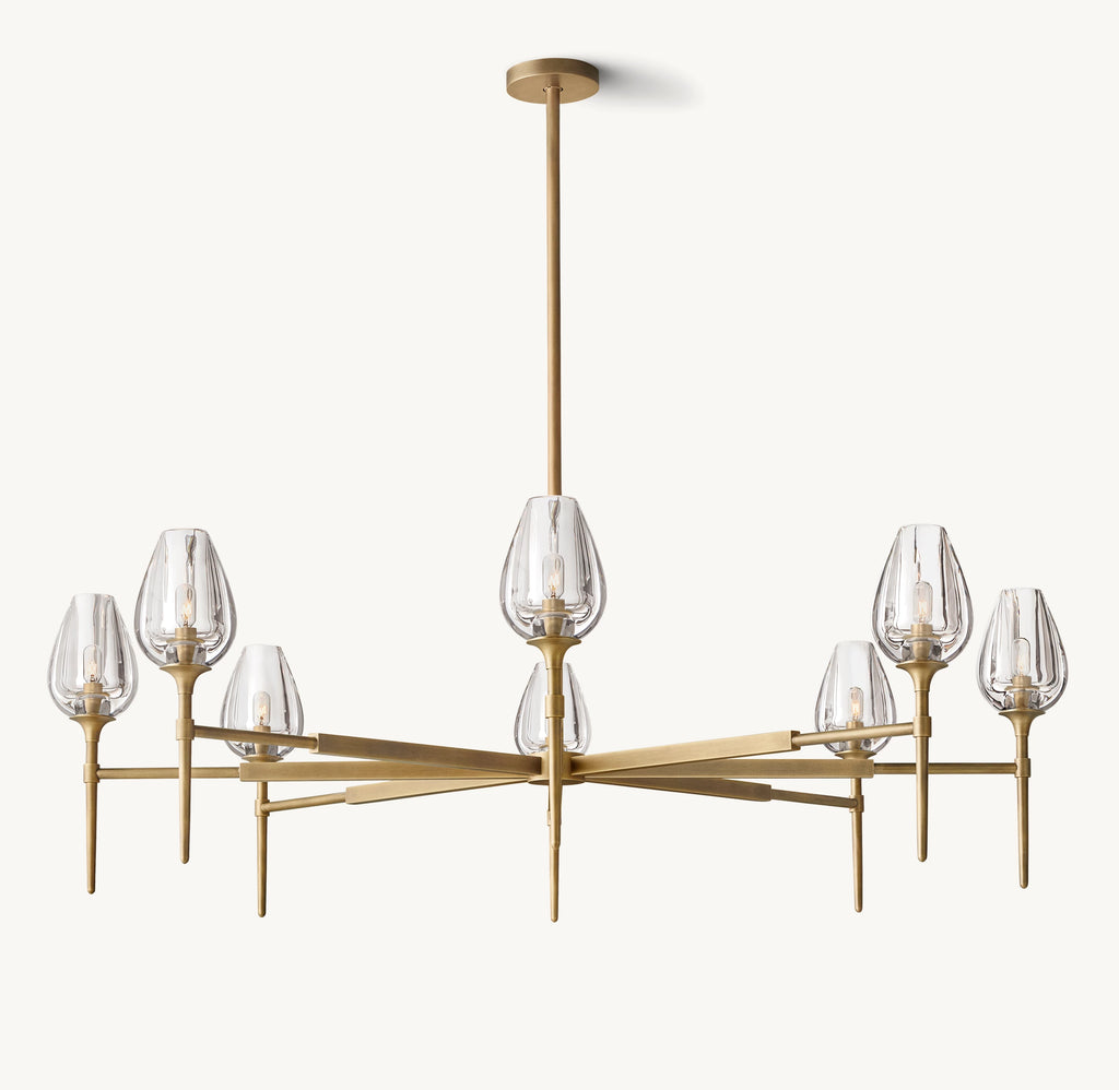 54 Inch Torchiere Crystal Arm Chandelier - Tulip