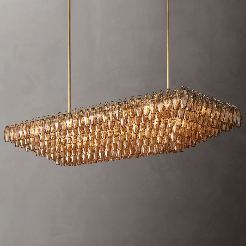 74 Inch Smoked Murano Glass Tiered Rectangular Chandelier - Chiara