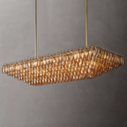 74 Inch Smoked Murano Glass Tiered Rectangular Chandelier - Chiara
